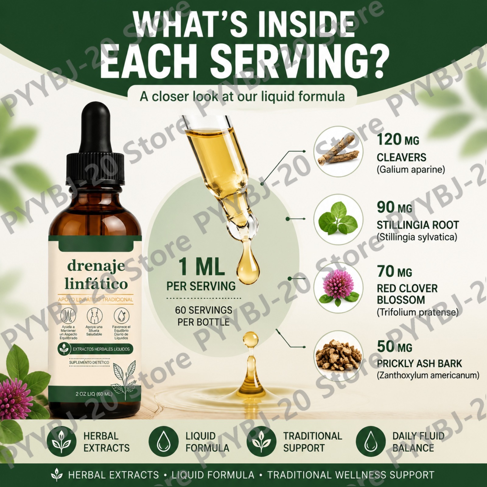 허브 림프액 지원 액상 드롭 - 건강한 체형 유체 균형 - Herbal Supplement 리뷰 및 가격